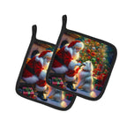 American Eskimo and Santa Claus Pair of Pot Holders