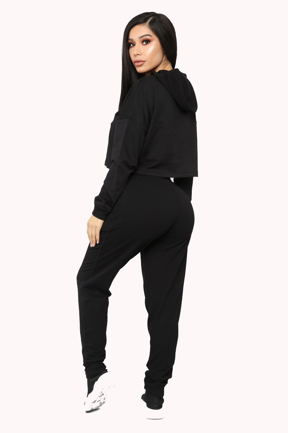 Cropped Drawstring Hoodie Set | Streetwear