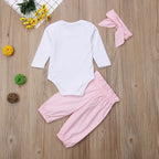 Love Mom Outfit Set with Bodysuit, Pants, and Headband