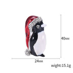 Cute Cartoon Animal Brooch - Penguin in Santa Hat | Embroidered Cap