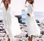 Cotton Lace Button Beach Cover-Up Dress