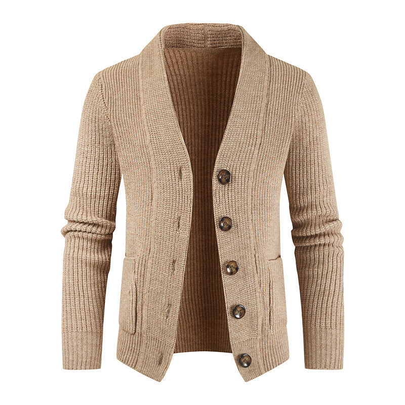 Men's Casual Thick Long Sleeve Sweater Cardigan