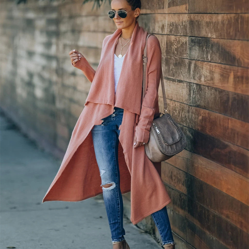 Plus Size Women's Long Fashion Knitted Coat for OL