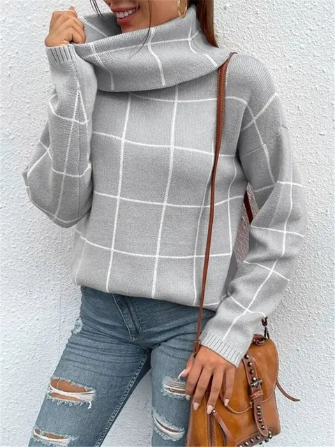 Women's Loose High Neck Knit Sweater for Fall/Winter