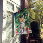 Pixie Bob Cat By the Christmas Tree House Flag