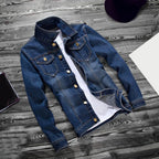 Men's Slim Fit Denim Jacket with Long Sleeves