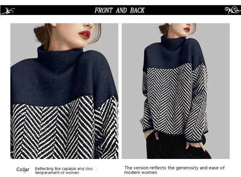 Colorblock Turtleneck Sweater