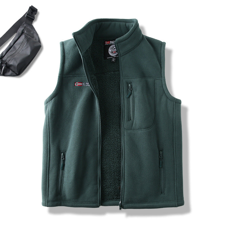 Thick Warm Men's Stand Collar Polar Fleece Vest