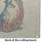 Greyhound Christmas Flowers Glass Cutting Board
