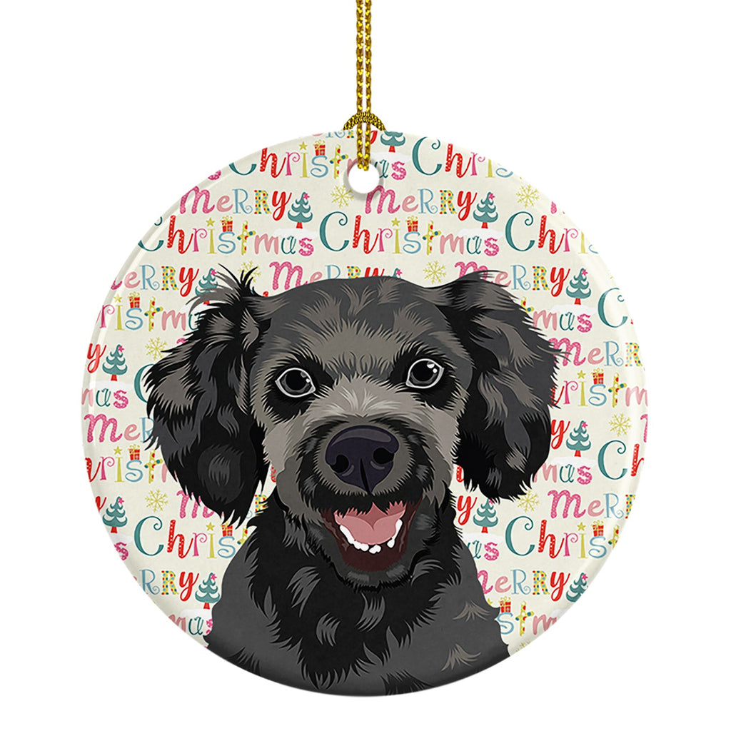 Poodle Toy Grey Christmas Ceramic Ornament