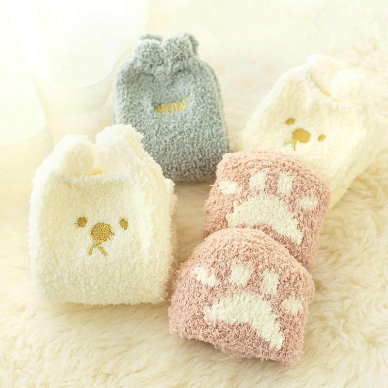 Home Coral Fleece Velvet Towel Floor Sleep Socks