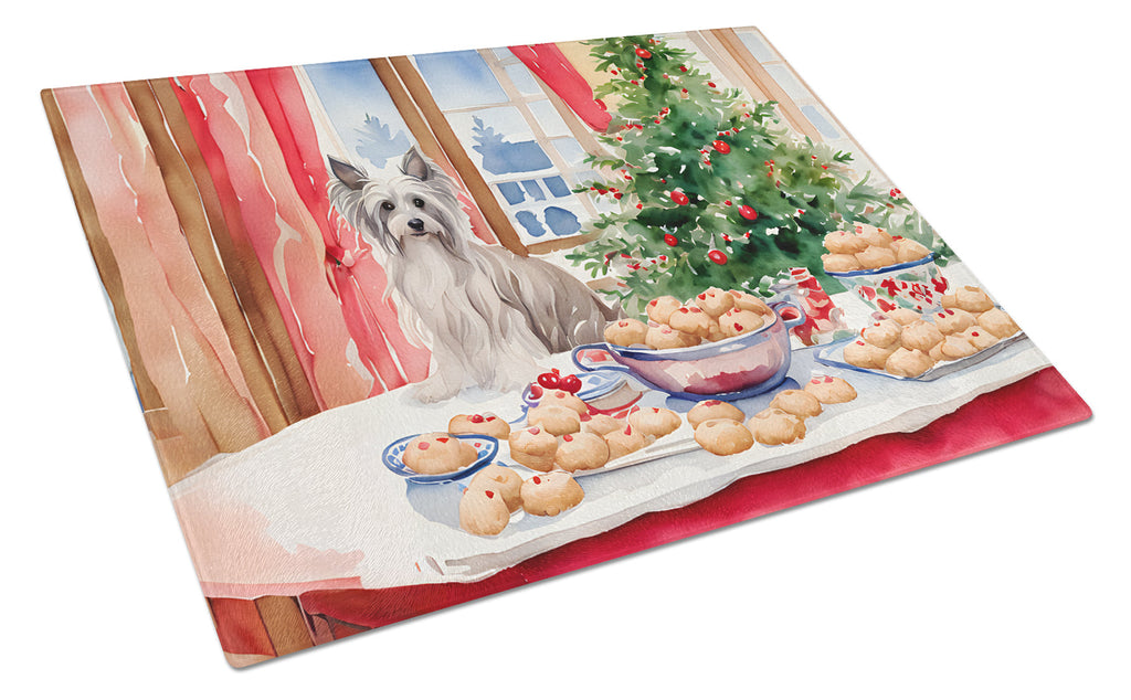 Chinese Crested Christmas Cookies Glass Cutting Board