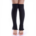 Warm Ladies' Knitted Wool Ruffled Knee Pad Leggings