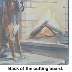 Boxer Cozy Christmas Glass Cutting Board