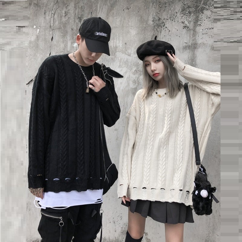 Twisted Round Neck Solid Sweater for Men and Women