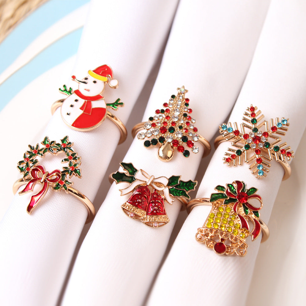 New Christmas Tree Napkin Rings with Snowflake Design