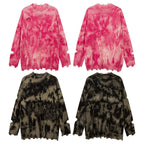 High Street Tie-Dyed Ripped Round Neck Sweater