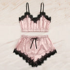 Lace Lingerie Set with Crop Top and Shorts (Two Pieces)