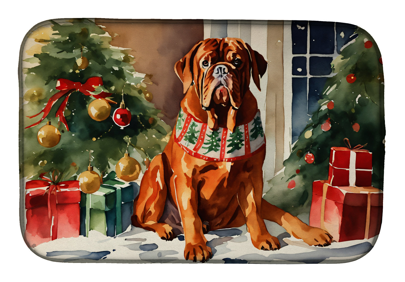 Dogue de Bordeaux Cozy Christmas Dish Drying Mat