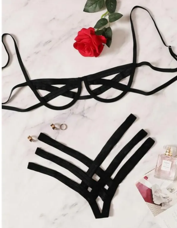 Bandage Underwear Splicing Sexy Steel Prop Bikini Split Hollow Three Points