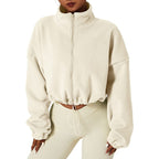 Korean Fleece Oversized Crop Jacket for Winter Workouts