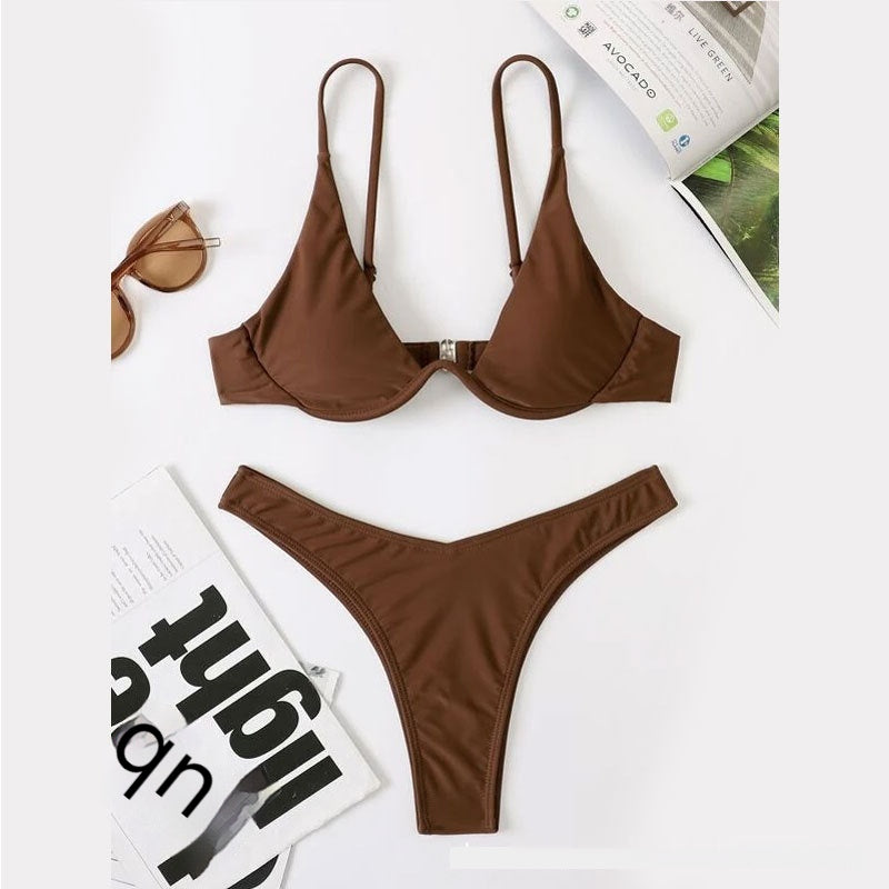 Black Underwire Triangle Bikini Set