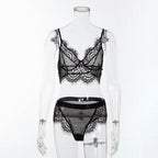 Lace Trim Thong Set with Sexy Lingerie and Shorts