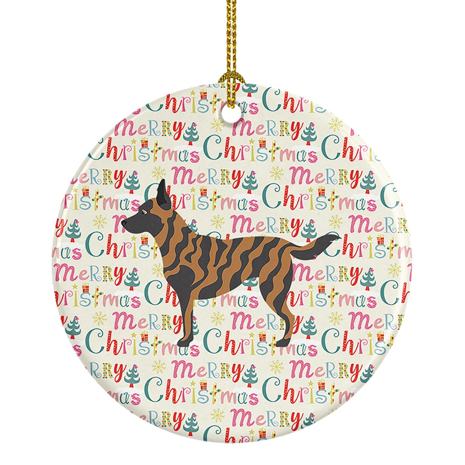 Dutch Shepherd Merry Christmas Ceramic Ornament