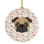 Pug Merry Christmas Ceramic Ornament