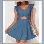 Ruffle Cross-Front Swim Dress