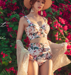Korean Floral Bikini Set with Skirted Design (3 Pieces)