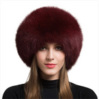 Luxurious Fox Fur Hat for Women – Ear Warmer | Embroidered Cap