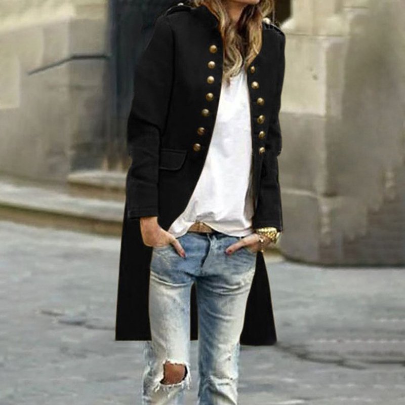 Solid Color Slim Mid-length Cardigan Jacket Coat