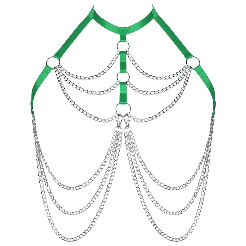 Halloween Body Chain with Adjustable High Waist Bikini Top