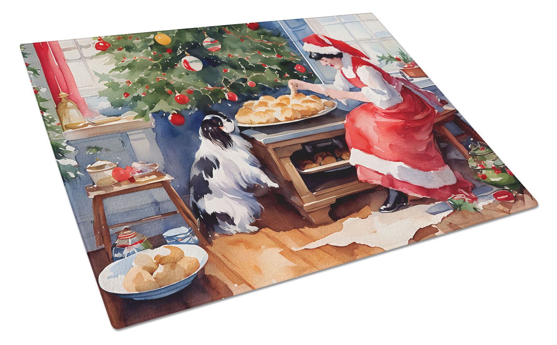 Japanese Chin Christmas Cookies Glass Cutting Board