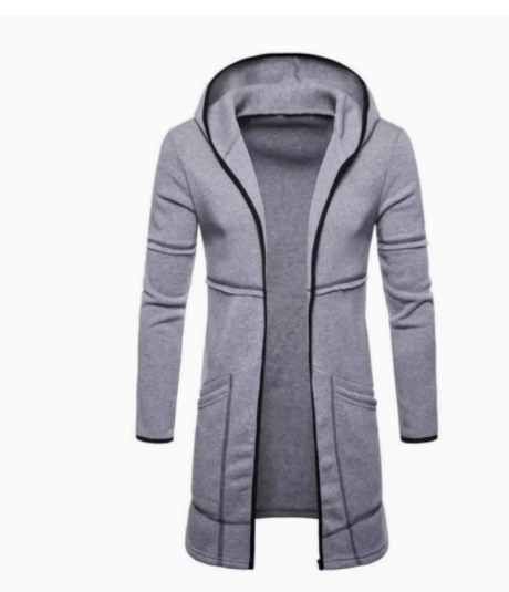 Men's Mid-Length Hooded Cardigan with Large Pockets