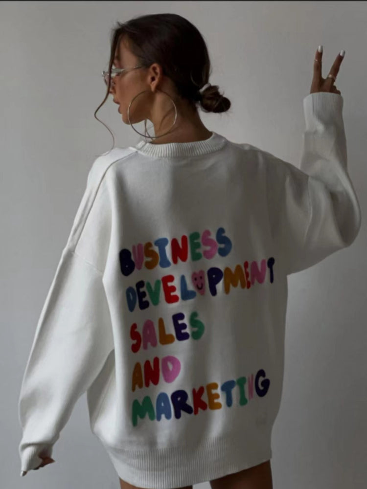 Vintage Oversized Women's Sweater - Classic O-Neck Knit