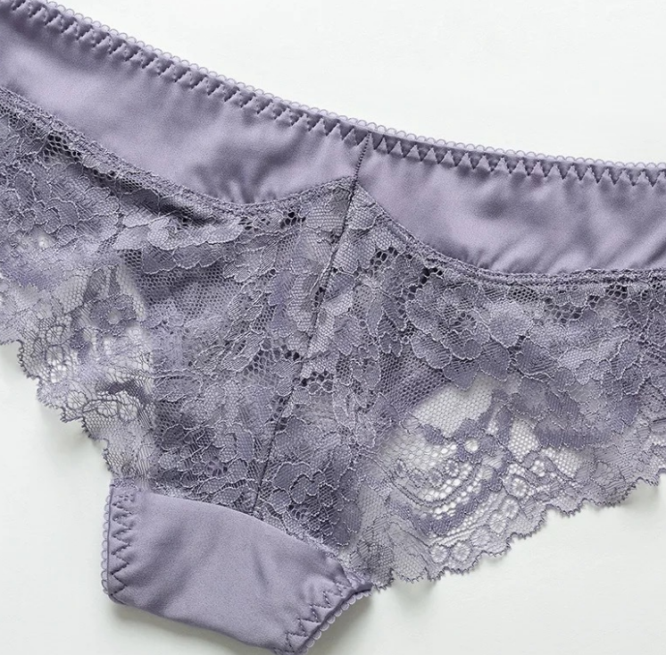 Lace Trim Transparent Mesh Women's Low Waist Panties