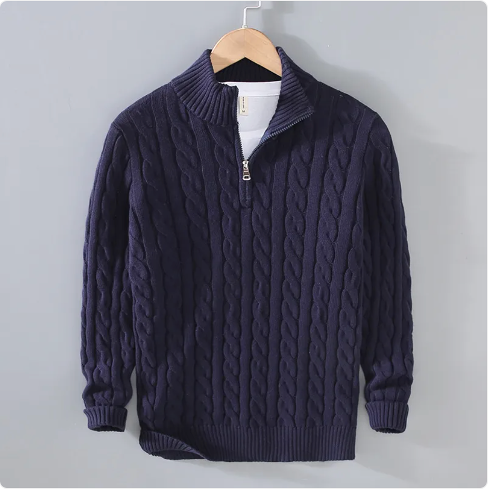 Men's Loose Zip Knit Sweater Pullover