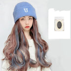 Lifelike Knitted Wool Hat Wig for Women | Embroidered Cap