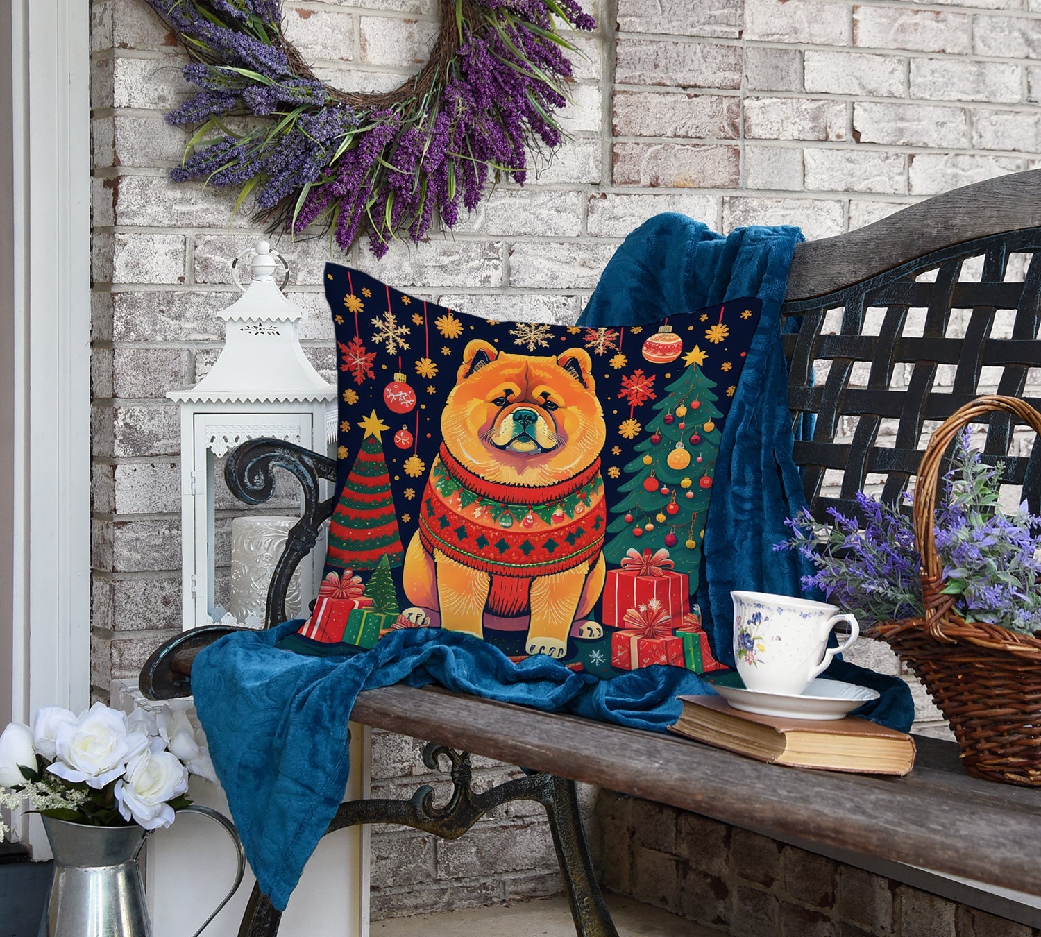 Chow Chow Christmas Throw Pillow