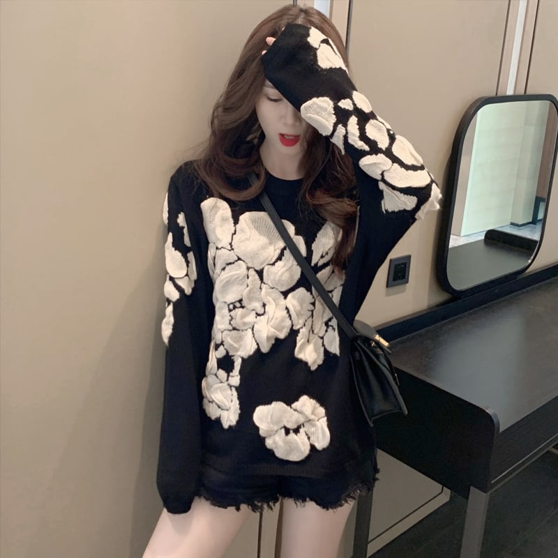 Mid-Length Loose Pullover Sweater for Women | Streetwear