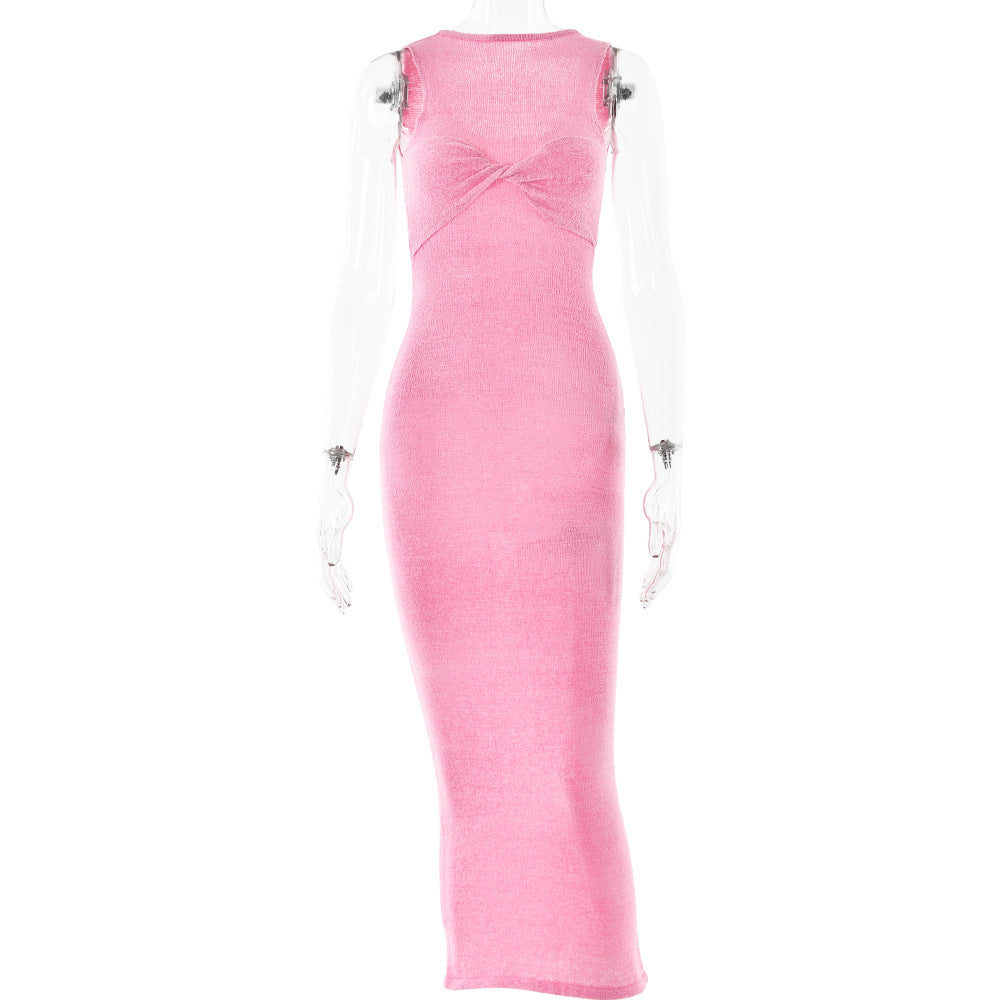 Giselle Glow Maxi Dress - Sleeveless Knit Long Dress
