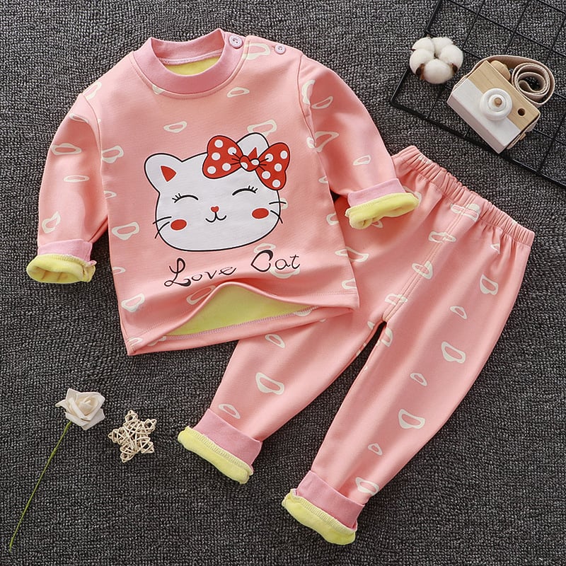 Children's Fleece-Lined Thermal Underwear Set