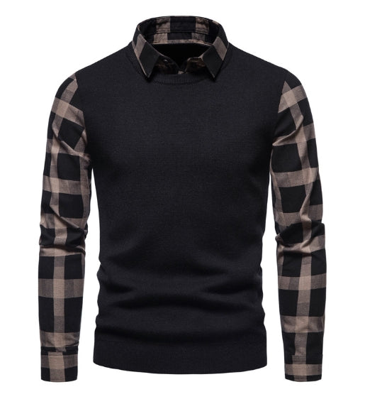 Men's Knitwear Coat with Lapel and Sweater Layering