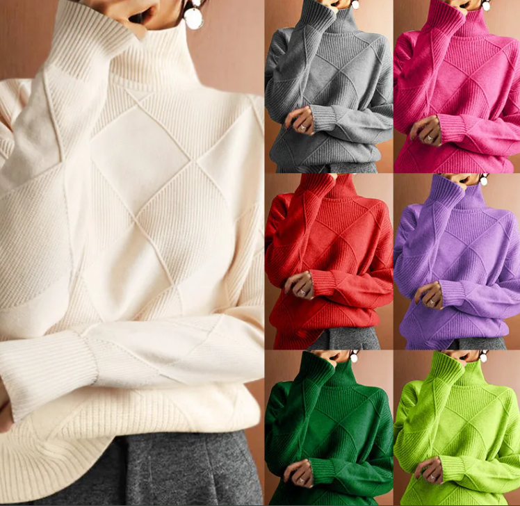 Loose High Neck Knitted Sweater