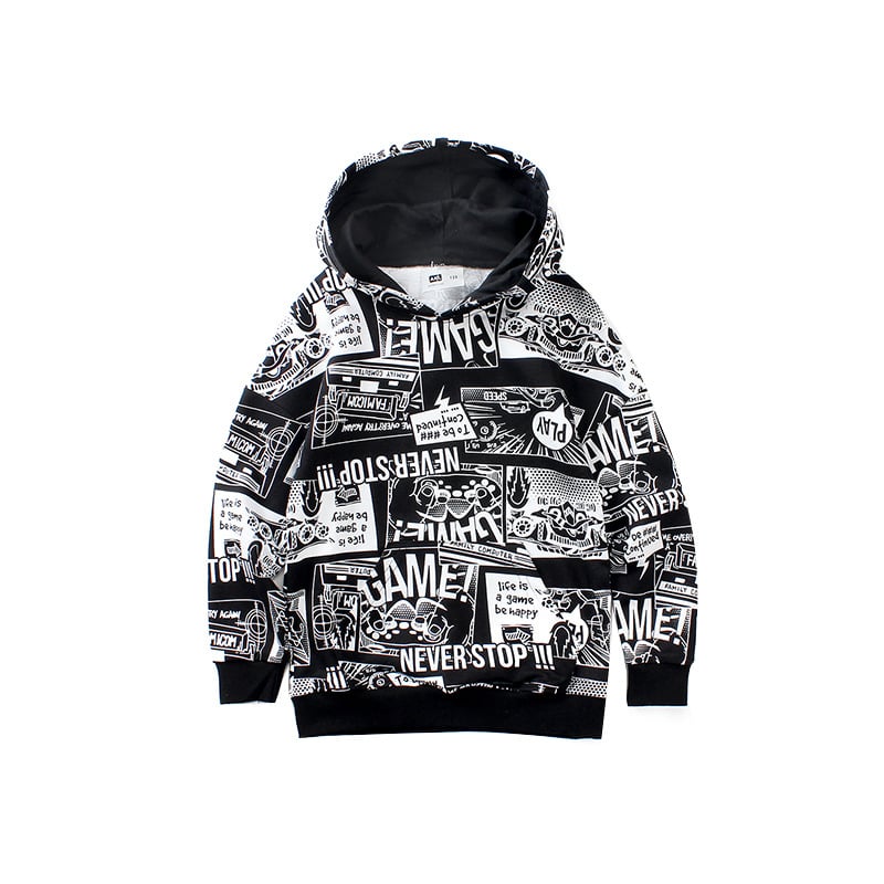 Kids' Hooded Loose Long Sleeve Pullover Sweater