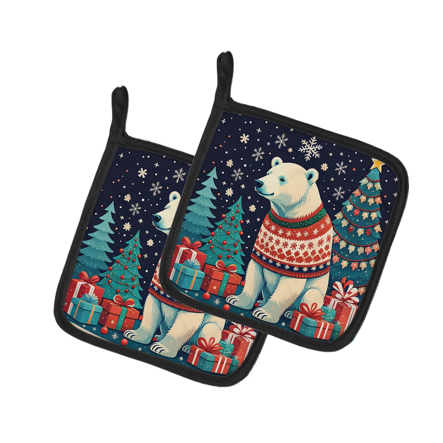 Polar Bear Christmas Pair of Pot Holders