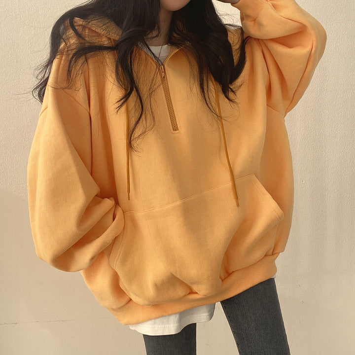 Fleece-lined Pullover Zipper Hoodie for Women | Streetwear