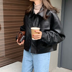 Small PU Leather Short Jacket for Spring and Autumn